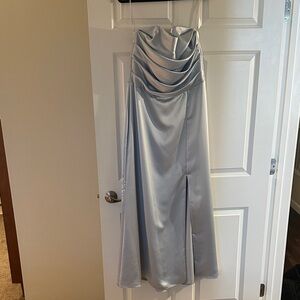 Elegant Icey Blue Strapless Amsale Dress